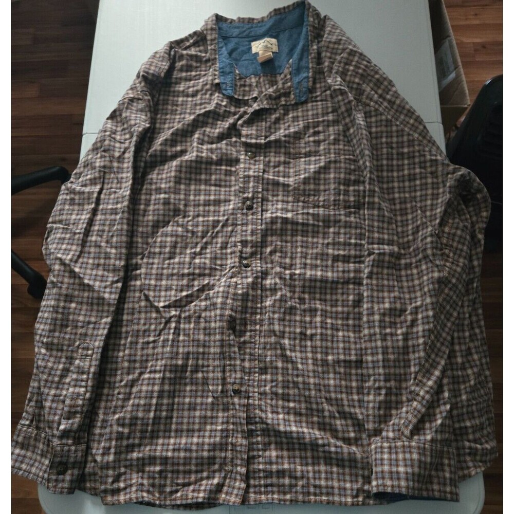 Blue Mountains Plaid Long Sleeve Button Up Shirt Men's 3XL Cotton